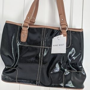 Nine west leather handbag Black/ Tan